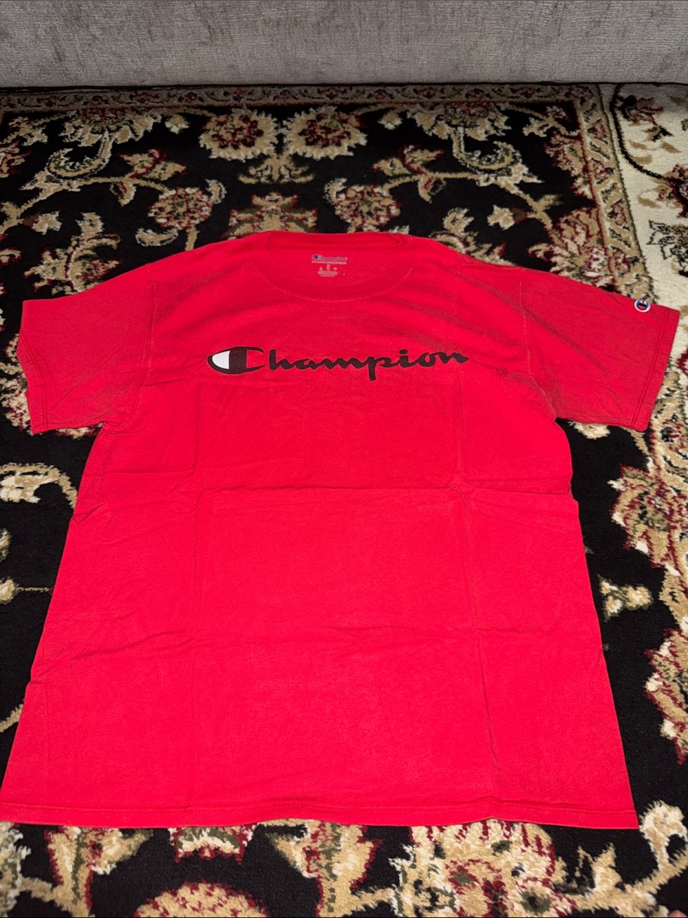 Champion Red Short Sleeve Logo Tee